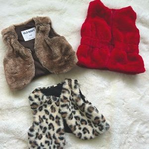 3 infant fur vests various sizes